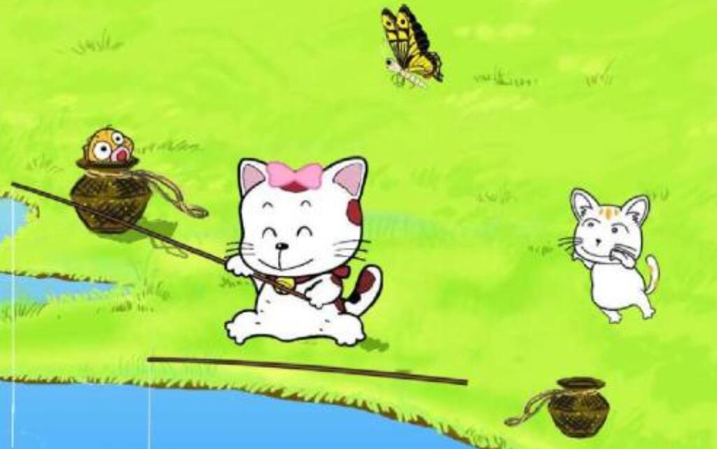 小猫捉鱼掉河里看图写话.jpg