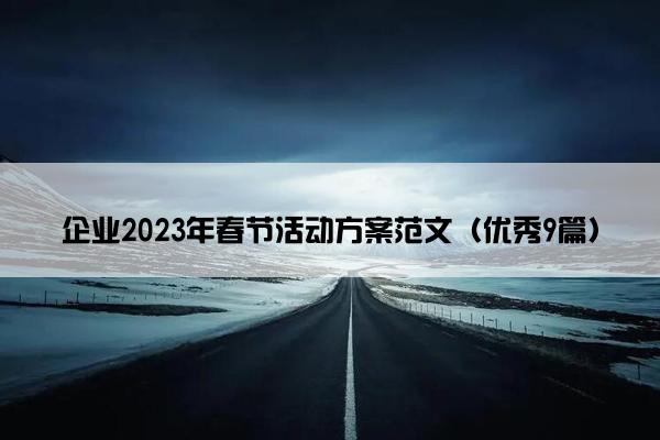 企业2023年春节活动方案范文（优秀9篇）