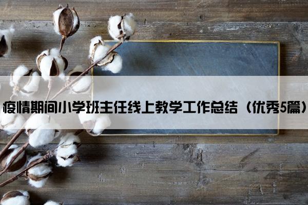 疫情期间小学班主任线上教学工作总结（优秀5篇）