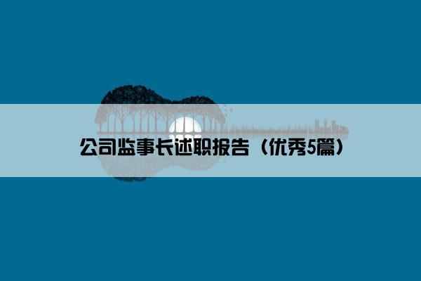 公司监事长述职报告（优秀5篇）