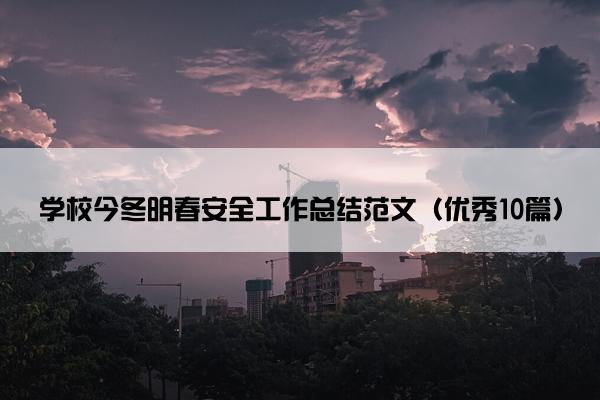 学校今冬明春安全工作总结范文（优秀10篇）