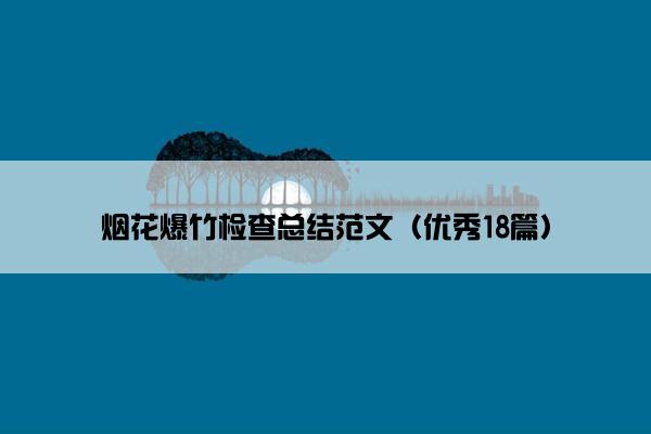 烟花爆竹检查总结范文（优秀18篇）