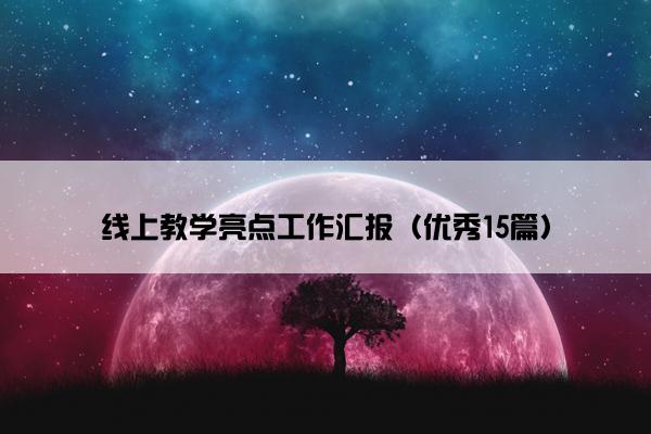 线上教学亮点工作汇报（优秀15篇）