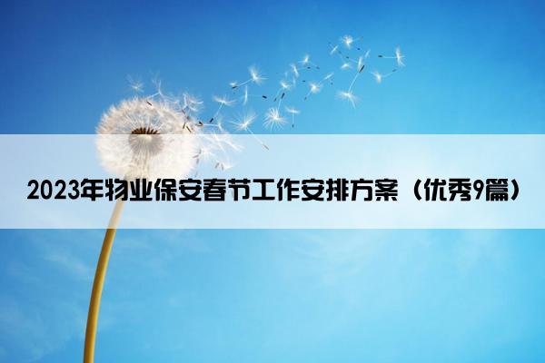 2023年物业保安春节工作安排方案（优秀9篇）