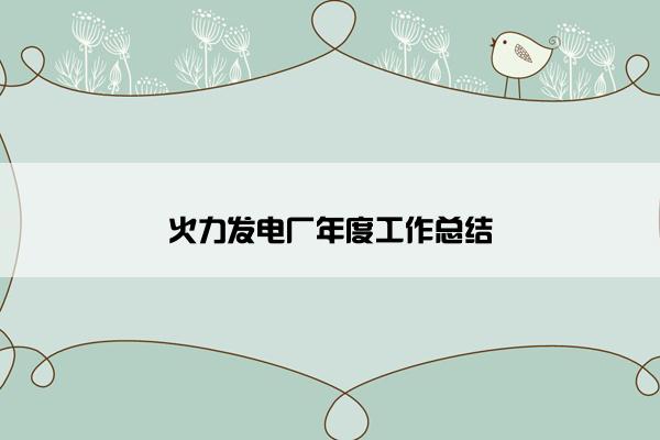 火力发电厂年度工作总结