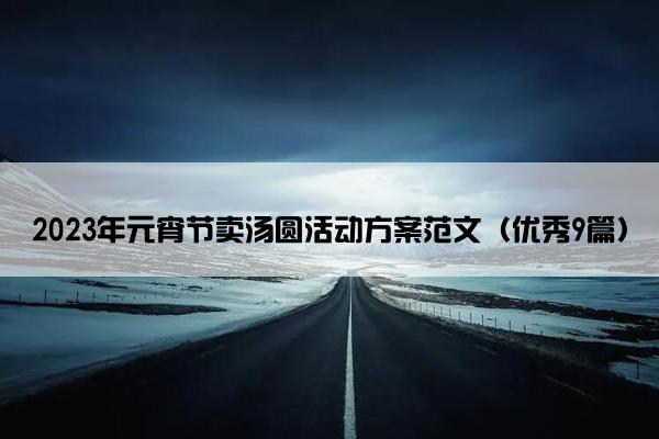 2023年元宵节卖汤圆活动方案范文（优秀9篇）