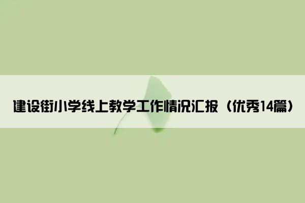 建设街小学线上教学工作情况汇报（优秀14篇）