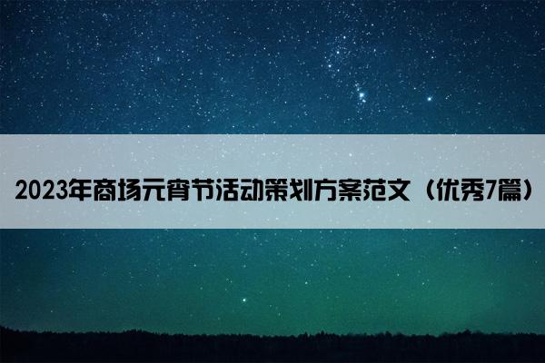 2023年商场元宵节活动策划方案范文（优秀7篇）