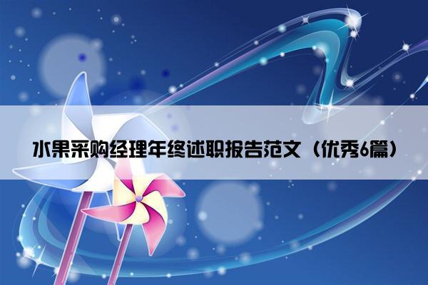 水果采购经理年终述职报告范文（优秀6篇）