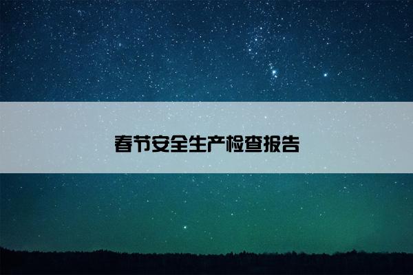 春节安全生产检查报告
