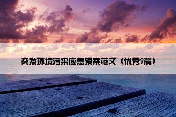 突发环境污染应急预案范文（优秀9篇）