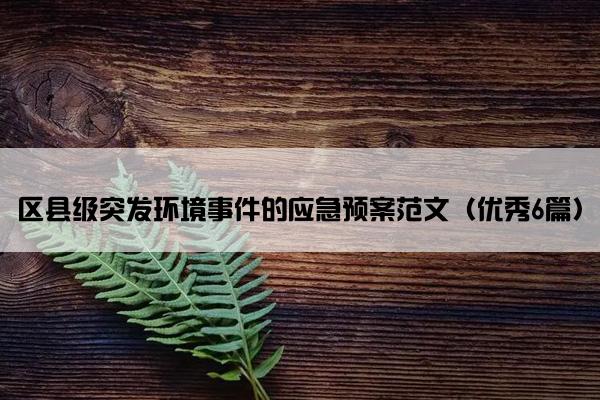 区县级突发环境事件的应急预案范文（优秀6篇）