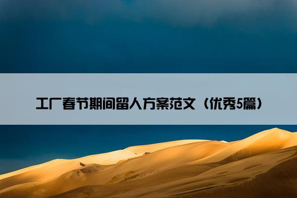 工厂春节期间留人方案范文（优秀5篇）