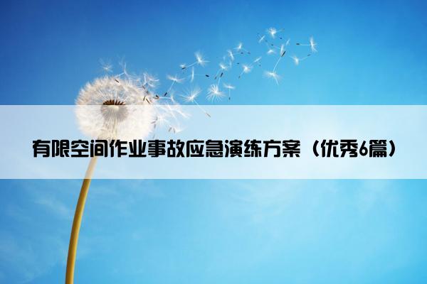 有限空间作业事故应急演练方案（优秀6篇）
