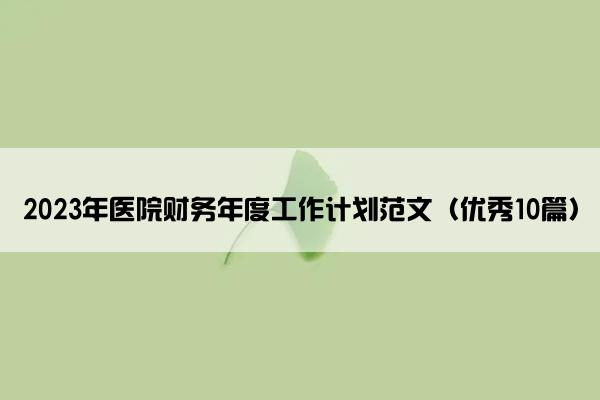2023年医院财务年度工作计划范文（优秀10篇）