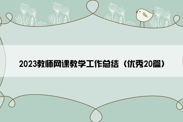 2023教师网课教学工作总结（优秀20篇）