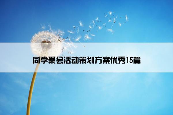 同学聚会活动策划方案优秀15篇