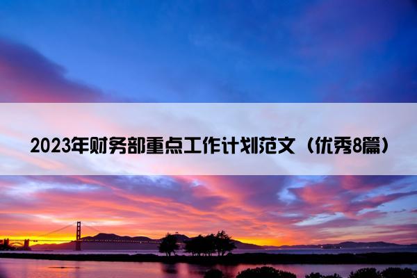 2023年财务部重点工作计划范文（优秀8篇）
