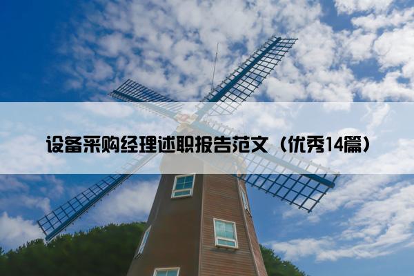 设备采购经理述职报告范文（优秀14篇）