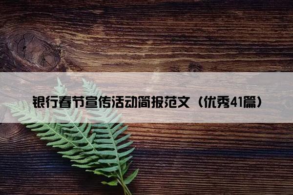 银行春节宣传活动简报范文（优秀41篇）