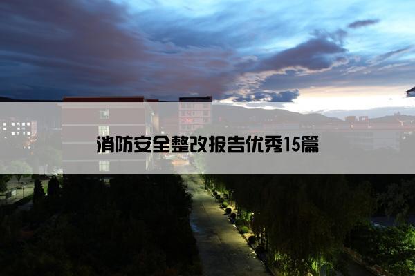 消防安全整改报告优秀15篇