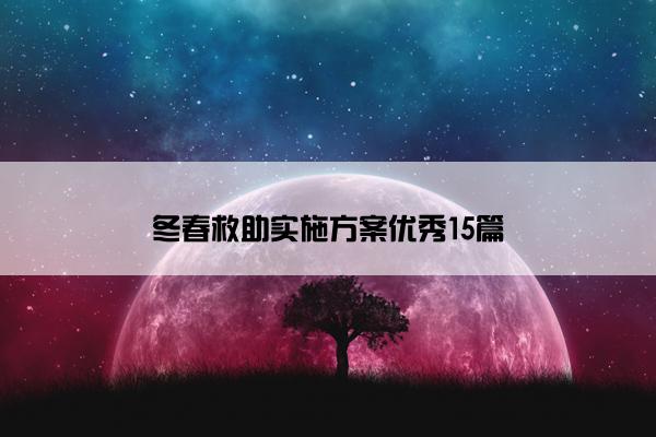 冬春救助实施方案优秀15篇