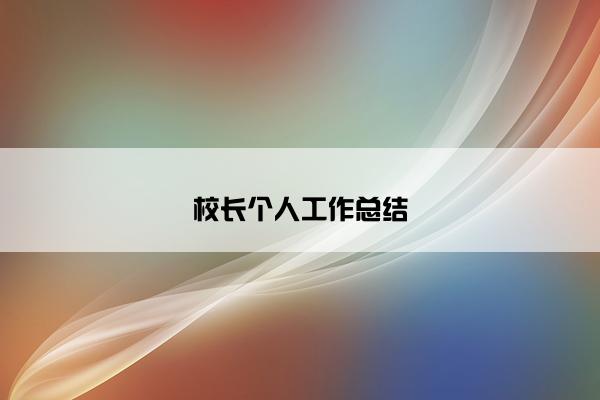 校长个人工作总结