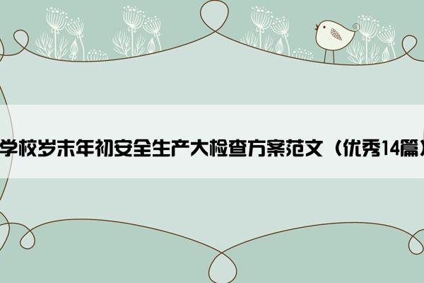 学校岁末年初安全生产大检查方案范文（优秀14篇）