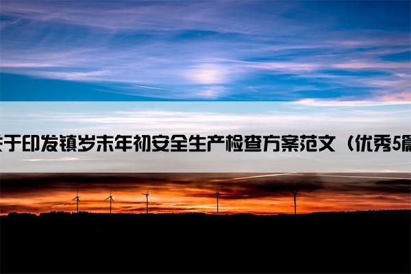 关于印发镇岁末年初安全生产检查方案范文（优秀5篇）