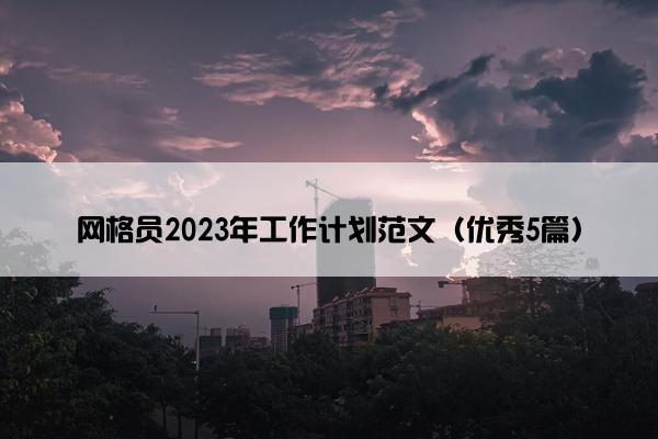 网格员2023年工作计划范文（优秀5篇）