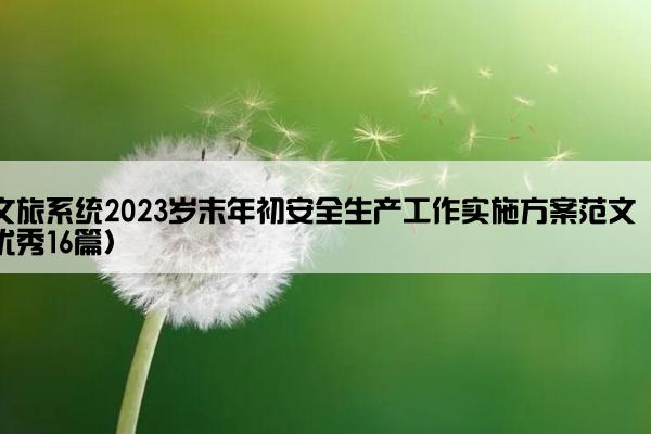 文旅系统2023岁末年初安全生产工作实施方案范文（优秀16篇）