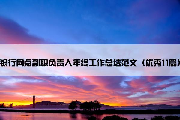 银行网点副职负责人年终工作总结范文（优秀11篇）