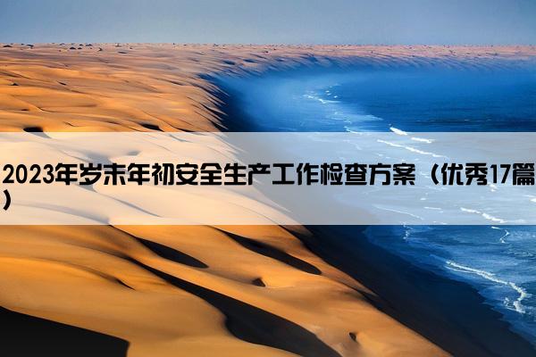 2023年岁末年初安全生产工作检查方案（优秀17篇）