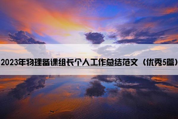 2023年物理备课组长个人工作总结范文（优秀5篇）