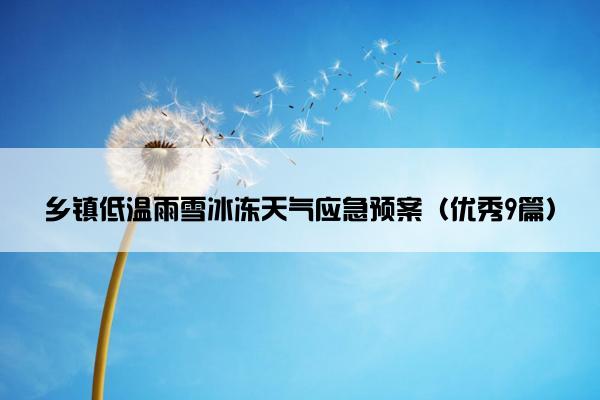 乡镇低温雨雪冰冻天气应急预案（优秀9篇）