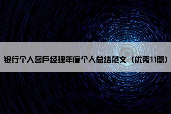 银行个人客户经理年度个人总结范文（优秀11篇）