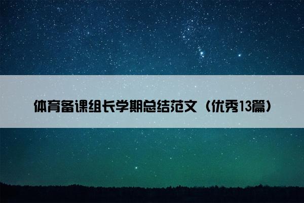 体育备课组长学期总结范文（优秀13篇）