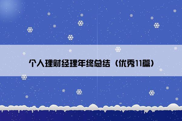 个人理财经理年终总结（优秀11篇）