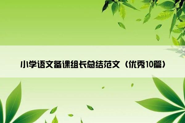 小学语文备课组长总结范文（优秀10篇）
