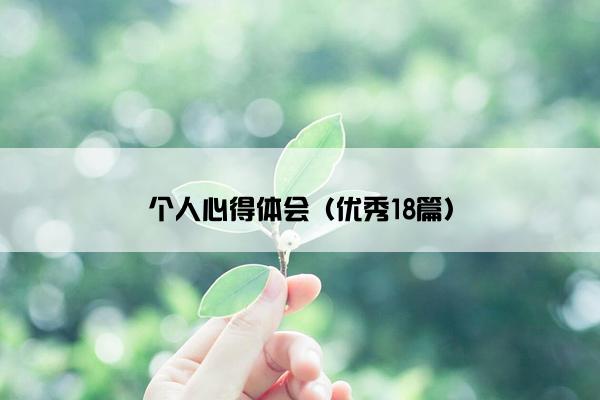 个人心得体会（优秀18篇）