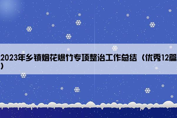 2023年乡镇烟花爆竹专项整治工作总结（优秀12篇）