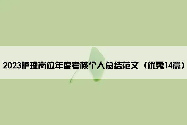 2023护理岗位年度考核个人总结范文（优秀14篇）