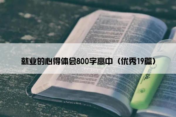 就业的心得体会800字高中（优秀19篇）