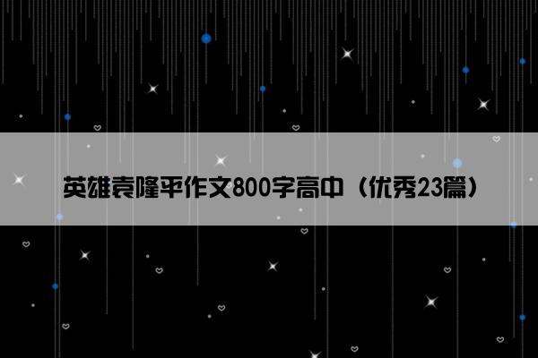 英雄袁隆平作文800字高中（优秀23篇）