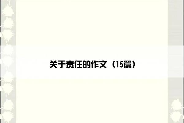 关于责任的作文（15篇）