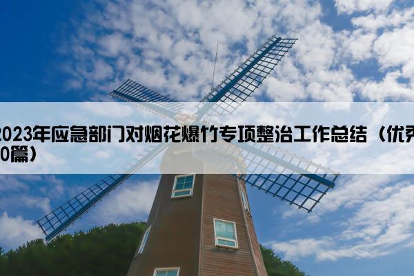 2023年应急部门对烟花爆竹专项整治工作总结（优秀10篇）