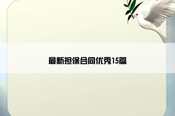 最新担保合同优秀15篇