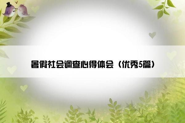 暑假社会调查心得体会(优秀5篇) 暑假社会调查心得体会(优秀5篇)