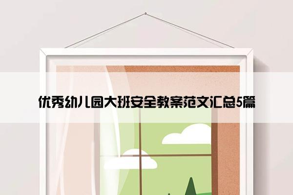 优秀幼儿园大班安全教案范文汇总5篇