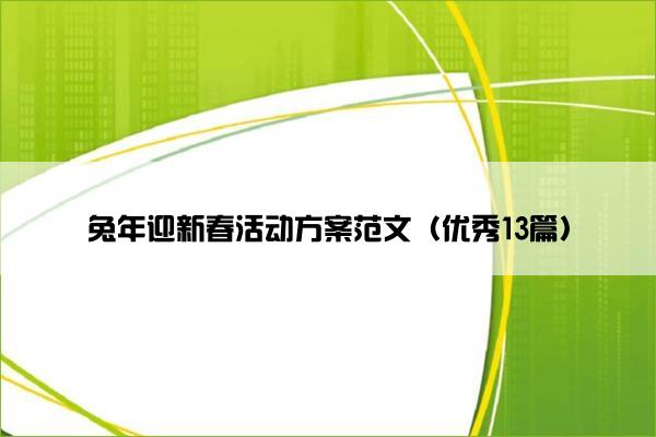 兔年迎新春活动方案范文（优秀13篇）